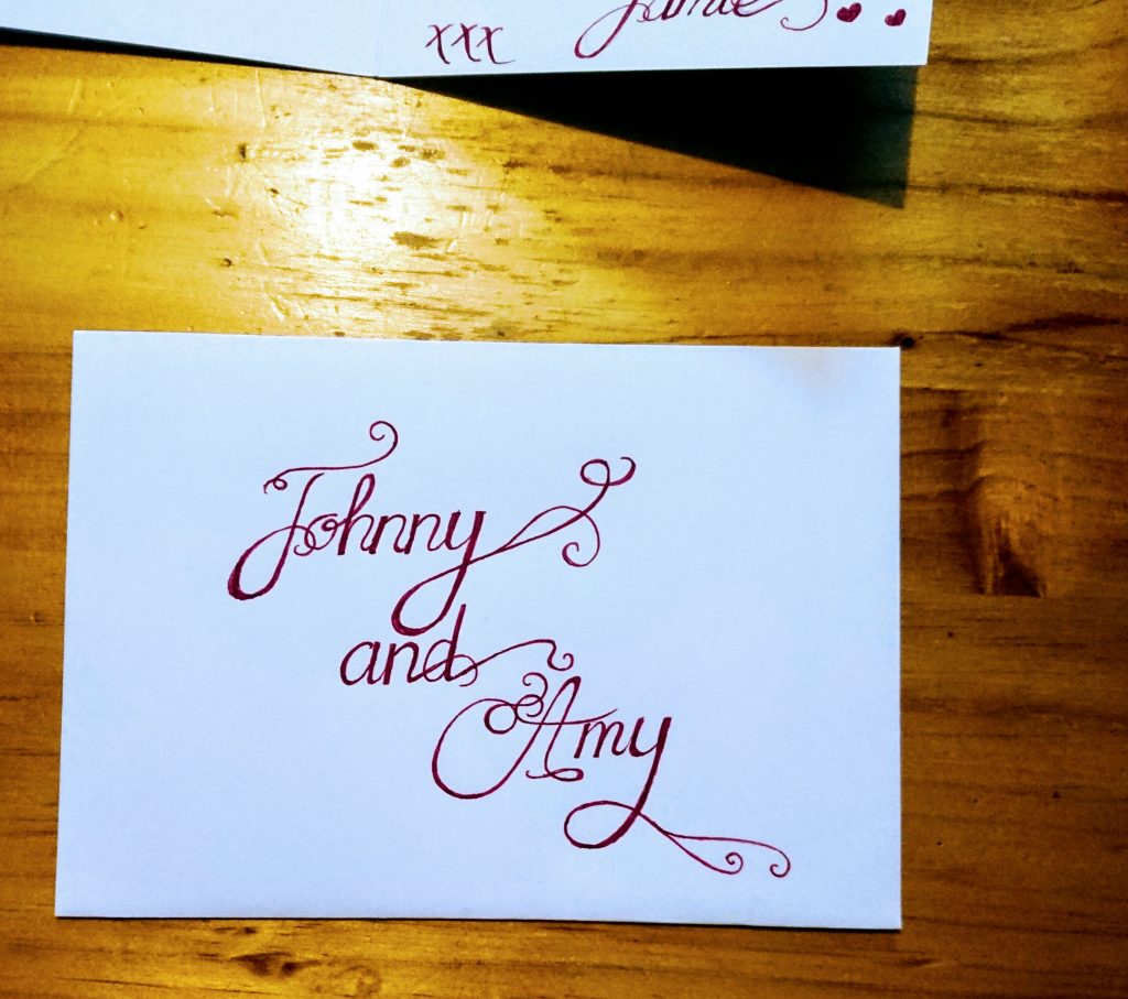 Calligraphy on envelope